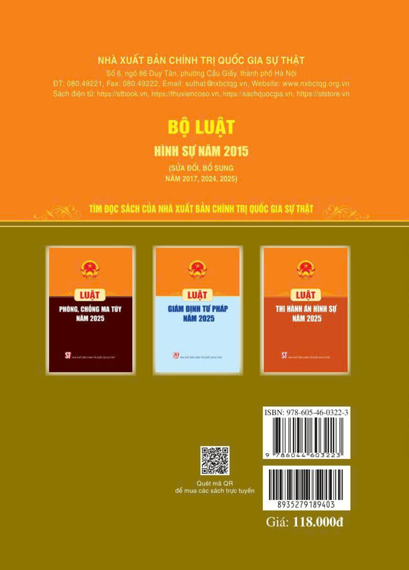 Bộ luật Hình sự năm 2015 (sửa đổi, bổ sung năm 2017, 2024, 2025)