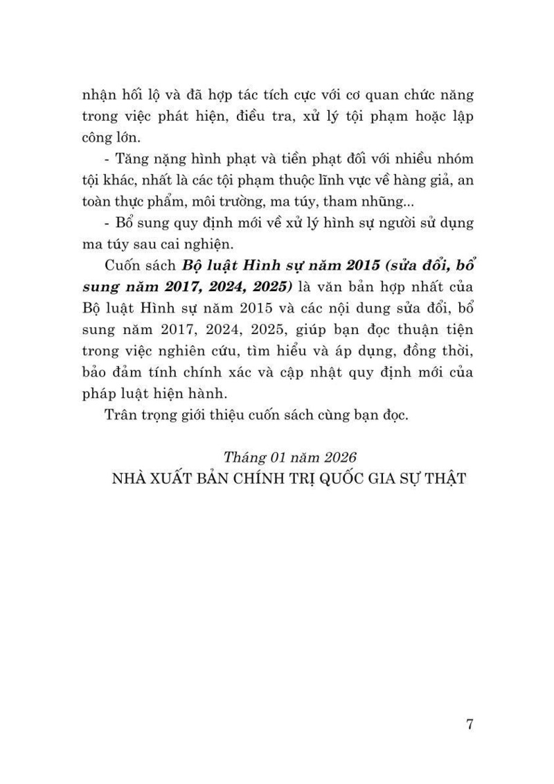 Bộ luật Hình sự năm 2015 (sửa đổi, bổ sung năm 2017, 2024, 2025)