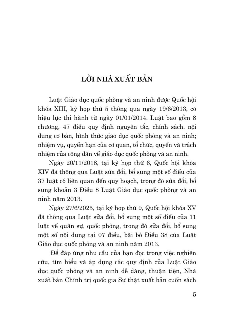 Luật Giáo dục quốc phòng và an ninh năm 2013 (sửa đổi, bổ sung năm 2018, 2025)