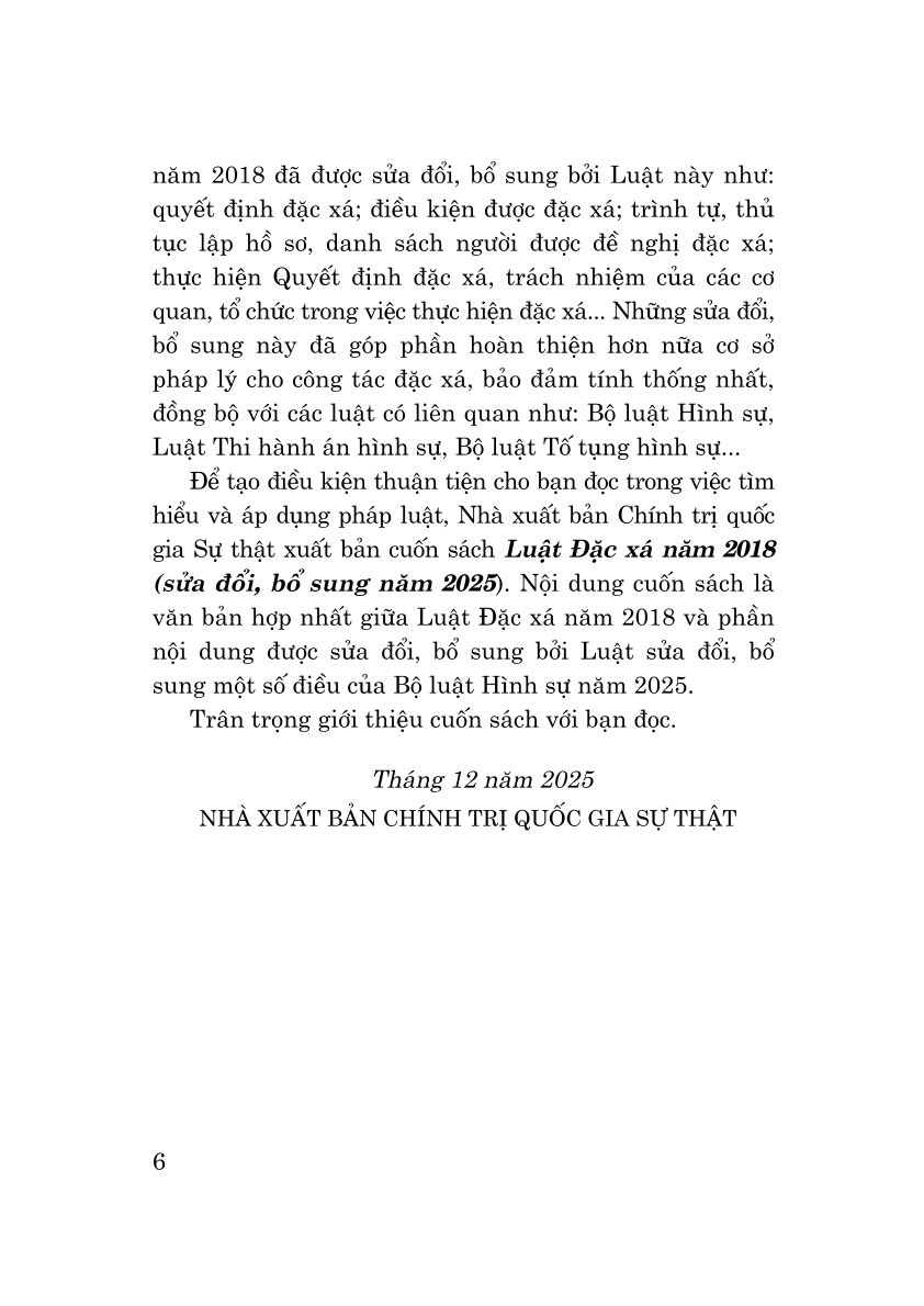 Luật đặc xá năm 2018 (Sửa đổi, bổ sung năm 2025)