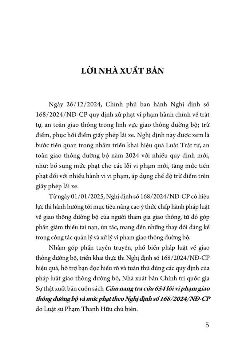 Cẩm nang tra cứu 654 lỗi vi phạm giao thông đường bộ và mức phạt theo Nghị định số 168/2024/NĐ-CP