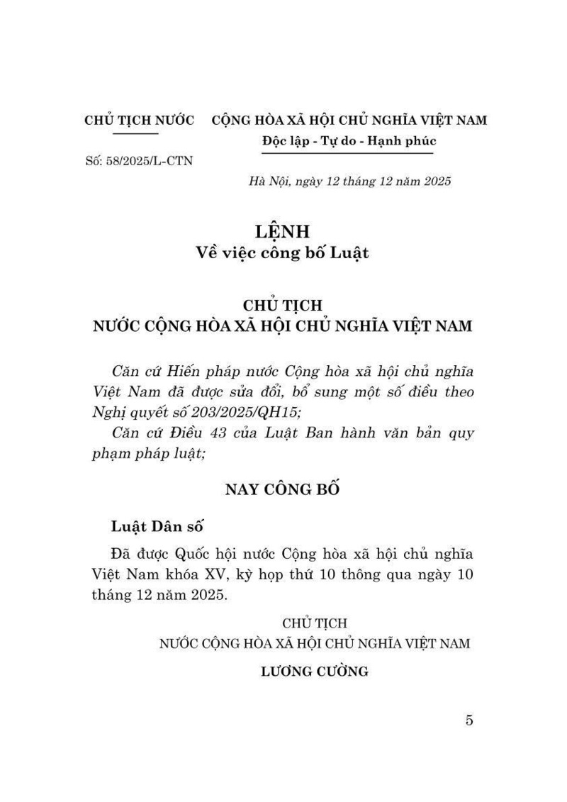 Luật Dân số 2025