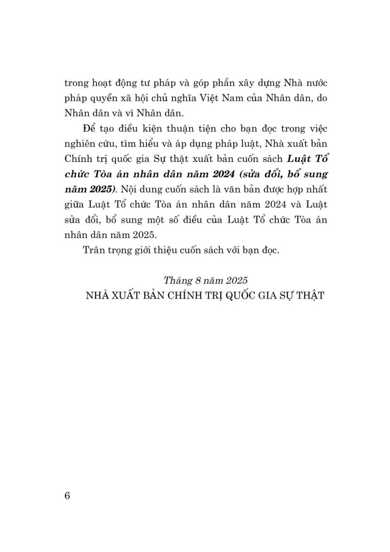 Luật Tổ chức Tòa án nhân dân năm 2024 (sửa đổi, bổ sung năm 2025)