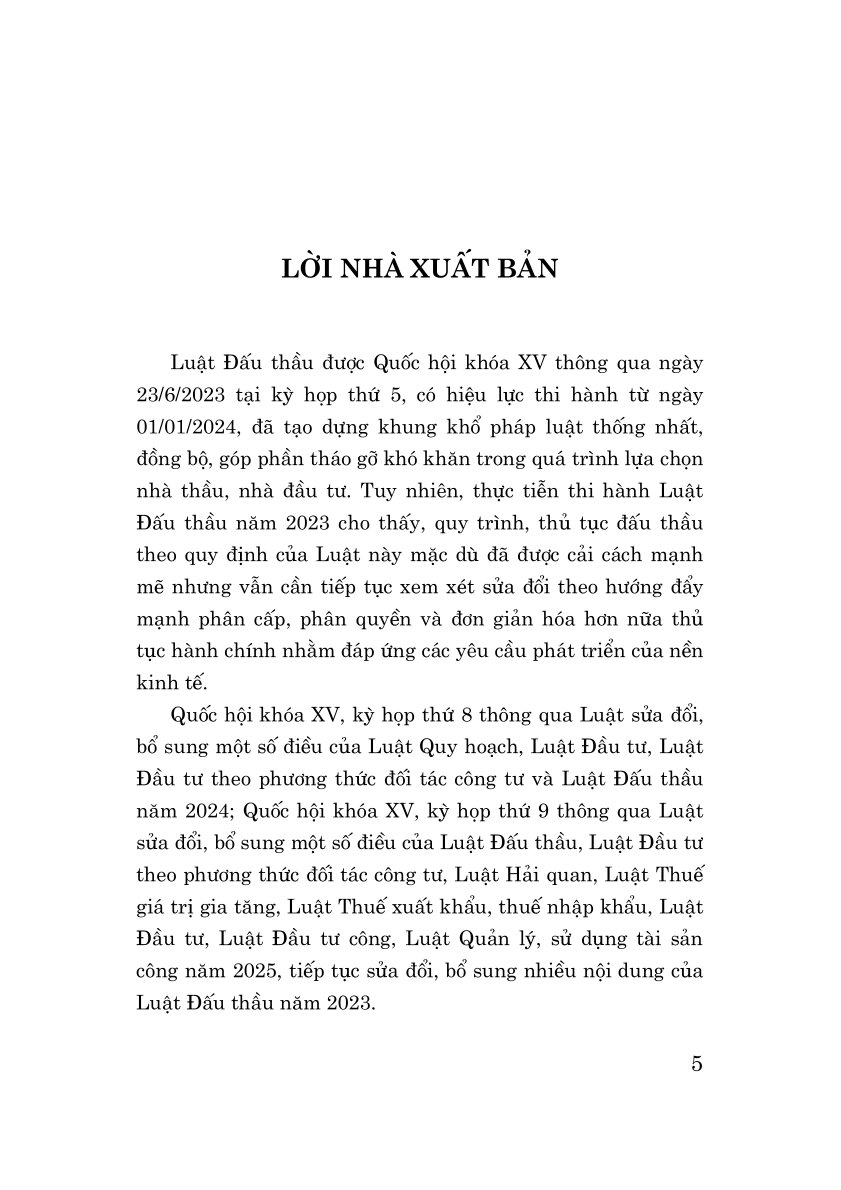 Luật Đấu thầu năm 2023 (sửa đổi, bổ sung năm 2024, 2025)