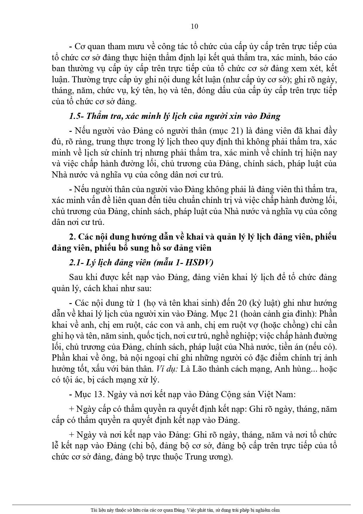  Lý lịch của người xin vào Đảng