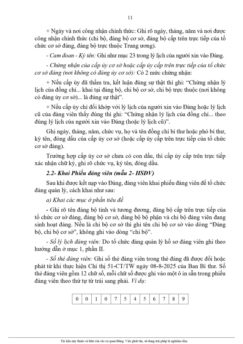 Lý Lịch Đảng Viên