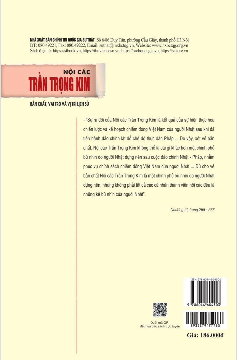 Nội các Trần Trọng Kim - Bản chất, vai trò và vị trí lịch sử (Xuất bản lần thứ tư, có chỉnh sửa, bổ sung)