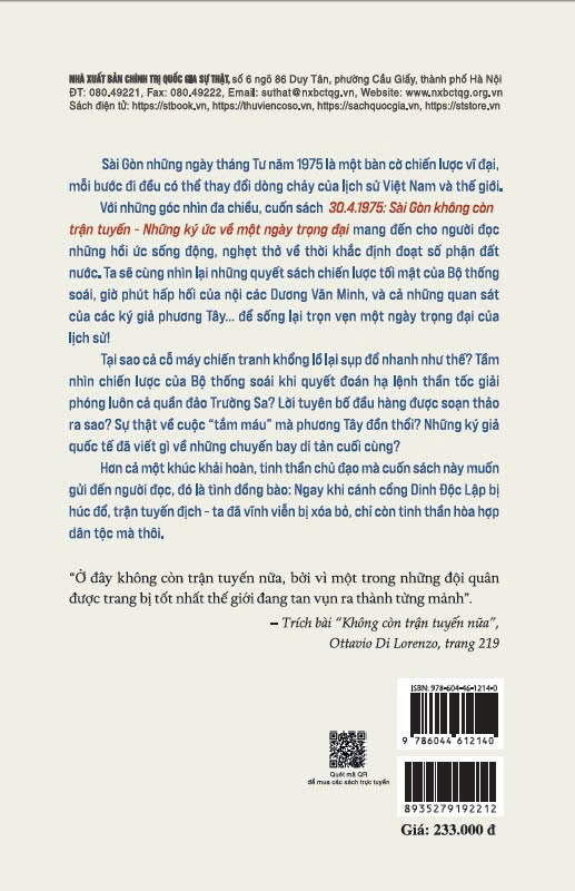 30.4.1975 Sài Gòn không còn trận tuyến - Những ký ức về một ngày trọng đại ( SÁCH ĐẶT HÀNG)