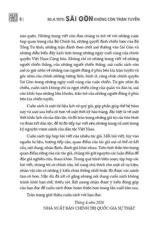 30.4.1975 Sài Gòn không còn trận tuyến - Những ký ức về một ngày trọng đại ( SÁCH ĐẶT HÀNG)