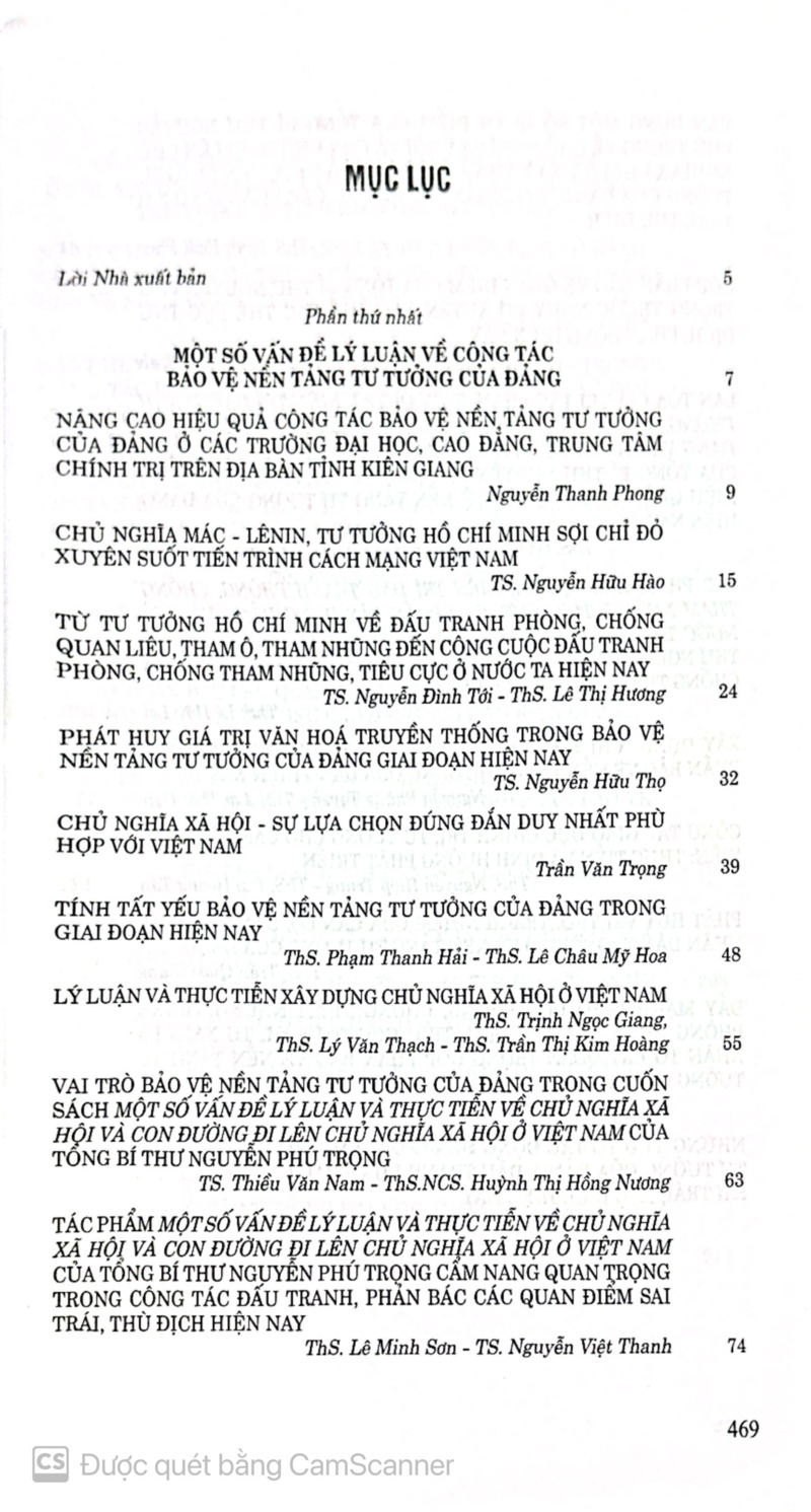 Nâng cao hiệu quả công tác bảo vệ nền tảng tư tưởng của Đảng ở các trường Đại học, Cao đẳng, Trung tâm chính trị trên địa bản tỉnh Kiên Giang (Kỷ yếu Hội thảo khoa học cấp tỉnh)