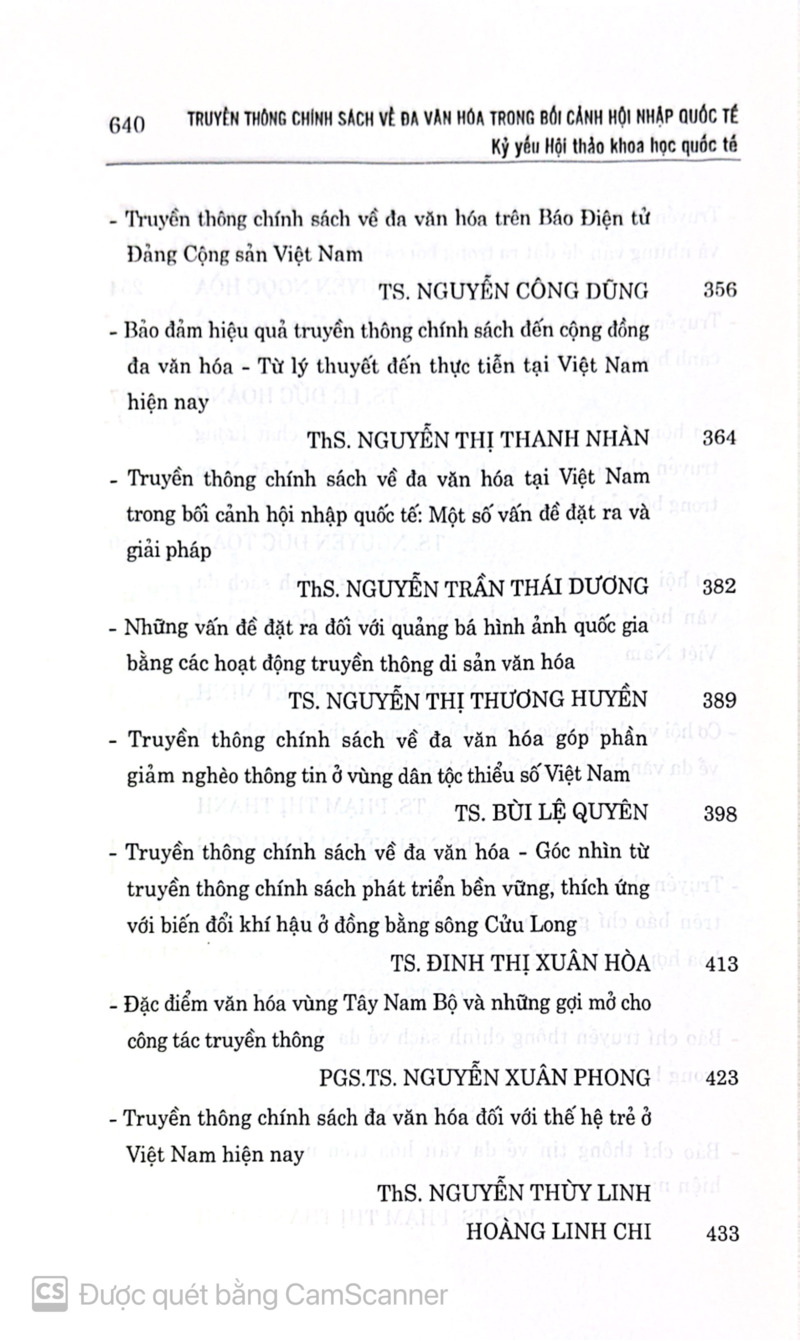 Truyền thông chính sách về đa văn hóa trong bối cảnh hội nhập quốc tế (Kỷ yếu Hội thảo khoa học quốc tế)