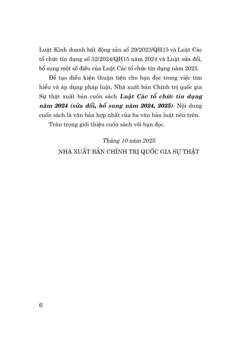 Luật Các tổ chức tín dụng năm 2024 (Sửa đổi, bổ sung năm 2024, 2025)
