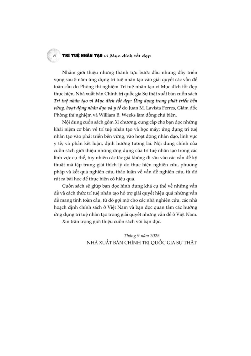 Trí tuệ nhân tạo vì mục đích tốt đẹp: Ứng dụng trong phát triển bền vững, hoạt động nhân đạo và y tế