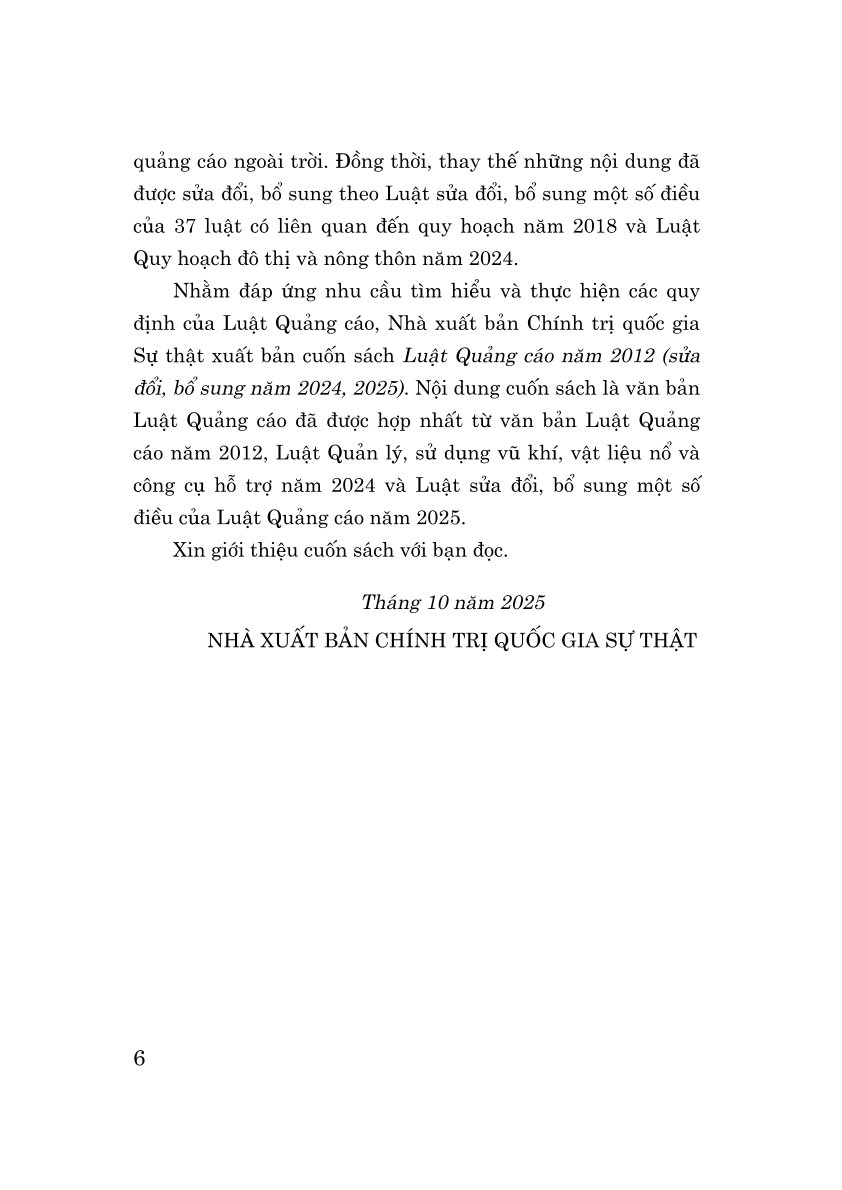 Luật Quảng cáo năm 2012 (Sửa đổi, bổ sung năm 2024, 2025)