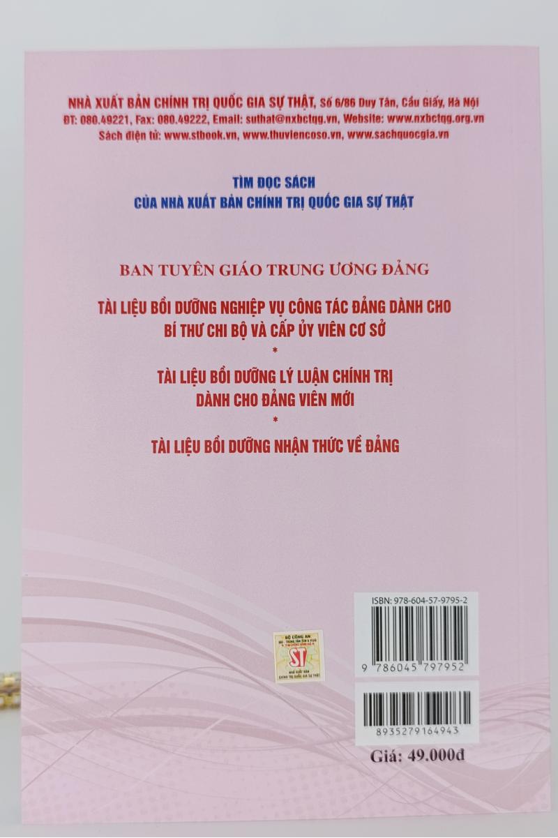 Tài liệu bồi dưỡng nghiệp vụ công tác tuyên giáo ở cơ sở (Dành cho cấp ủy và cán bộ tuyên giáo ở cơ sở) ( Xuất bản lần thứ tư, có sửa chữa, bổ sung)