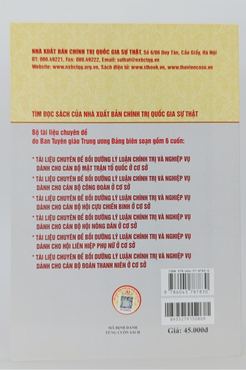 Tài liệu chuyên đề bồi dưỡng lý luận chính trị và nghiệp vụ dành cho cán bộ Hội nông dân ở cơ sở (Tái bản có sửa chữa, bổ sung)